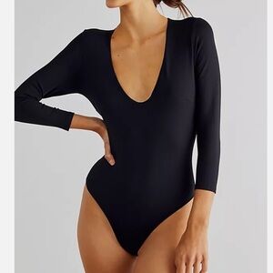 Free people Black Long Sleeve Bodysuit